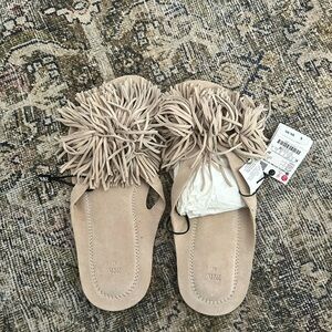 Zara Women's Beige Fringe Sandals NWT size 41/10
